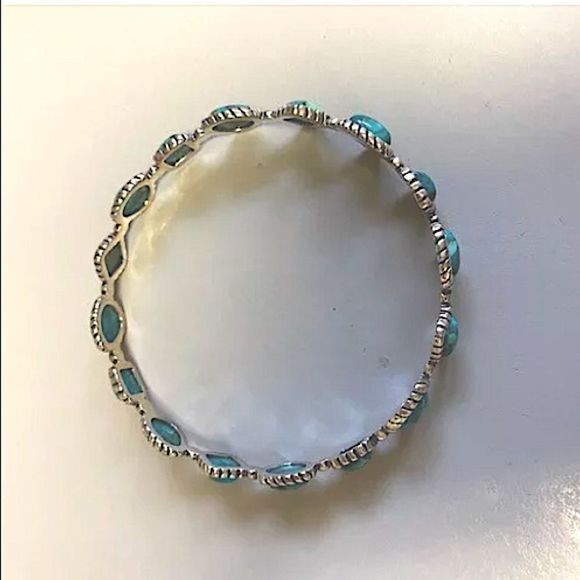 SILPADA Turquoise Pools Sterling Silver 925 Turquoise Bangle Bracelet B3218 NIB - Picture 8 of 10